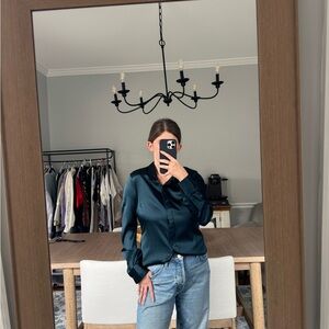 Lauren Vidal Shimmering Gray Blouse